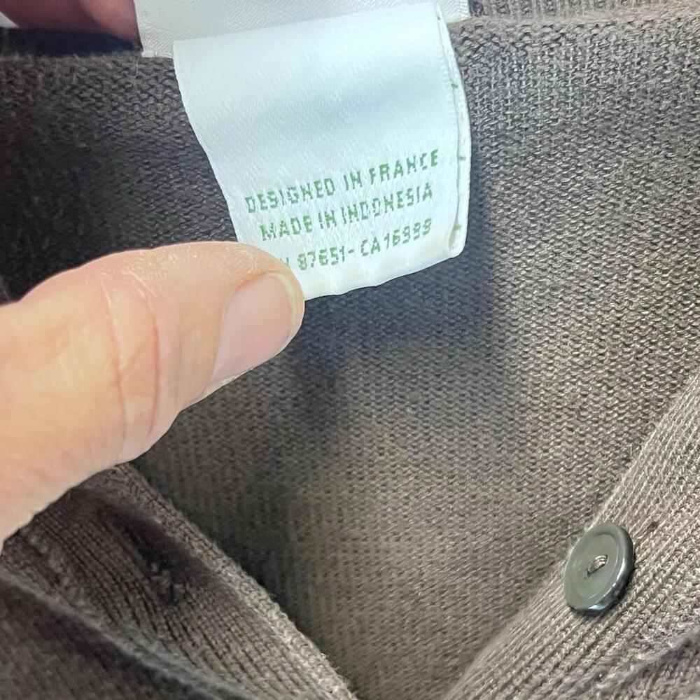 Vintage Izod Lacoste Brown Women’s  Sweater Button V Neck Size 40 (XS) - Picture 2 of 7
